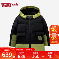 Levi's李维斯童装儿童三防羽绒服男童撞色拼接保暖外套 黑美人 110/52(4)