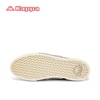 KAPPA卡帕经典帆布鞋运动滑板鞋子女鞋印花厚底显高休闲鞋 黑色 36