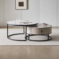 QuanU 全友 茶几电视柜组合现代简约客厅可储物柜子中小户型客厅电视柜DW1031 高圆茶几B+矮圆茶几B