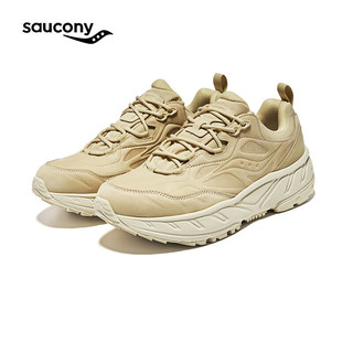 Saucony索康尼男女运动休闲鞋CYBER WEB皮面保暖厚底缓震舒适卡基38.5