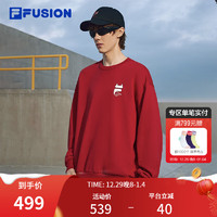 FILA FUSION斐乐潮牌龙新年卫衣男女2024春季宽松套头衫 迷雾红-RD 185/104A/XXL