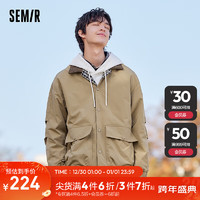 森马（Semir）夹克男2024春季落肩宽松翻领时尚拼接外套帅气复古上衣潮 卡其50601 165/84A/S