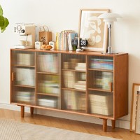 香木语 实木书架组合书柜落地置物架简约多层储物柜家用靠墙矮柜格子柜