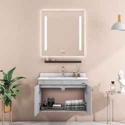 FAENZA 法恩莎 FDGD3621F-1G 80CM灰色 岩板方形智能镜浴室柜一体轻奢卫浴套装组合实木浴柜卫生间柜子