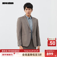 利郎西服套装男一粒扣2024春季纯色商务新郎结婚西装男士正装 卡其灰(23CXF022SA) 165