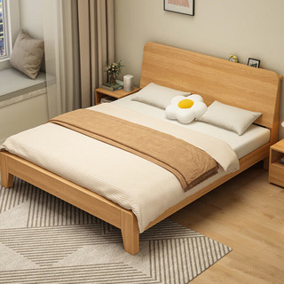 摩高空间 双人床实木床单人床木架床出租房床出租屋木床原木风床 1.5米普通