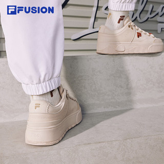 FILA FUSION斐乐潮牌女鞋STACK场下滑板鞋2023季饼干鞋运动鞋 浅粉/粘土棕-PP 38.5码