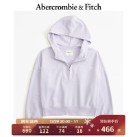 ABERCROMBIE & FITCH女装 美式毛圈布Logo休闲时尚半拉链外套连帽卫衣 355514-1 浅紫色 XXS (160/80A)