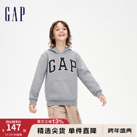 Gap男童冬季款LOGO宽松廓形运动卫衣872692儿童装休闲上衣 灰色 150cm(L)亚洲尺码