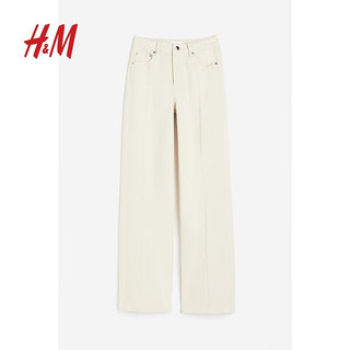 H&M女装时尚休闲百搭简约直筒牛仔裤1220167 白色 42P