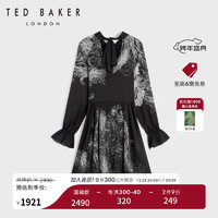 Ted Baker 冬女士新中式水墨印花灯笼袖连衣裙272764 黑色 0