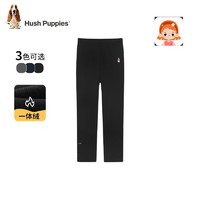 暇步士（Hush Puppies）童装女童打底裤2023冬装儿童裤子舒适一体绒保暖时尚休闲 钻石黑 130cm