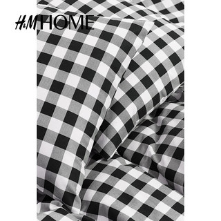 H&M HOME家居床上用品方格法兰绒双人特大被套组合1178898 黑色/格纹 200X230cm