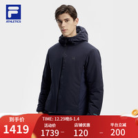 FILA 斐乐男士棉服2024春基础简约运动休闲连帽外套 RD宝蓝-NV 170/92A/M