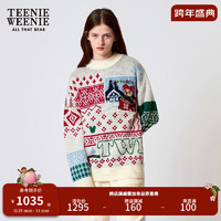 Teenie Weenie小熊秋冬圣诞可爱提花套头毛衣保暖柔软针织衫女 撞色 170/L