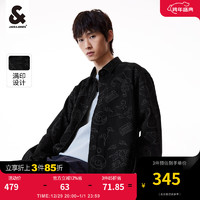 杰克琼斯 杰克·琼斯（JACK&JONES）2024年春季黑色长袖牛仔衬衫男士休闲潮流满印外套宽松男装 A15黑色牛仔 170/92A/S