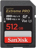 SanDisk 闪迪 512 GB Extreme PRO SDXC 卡,高达 280 MB/s-UHS-II-C10-U3-V60