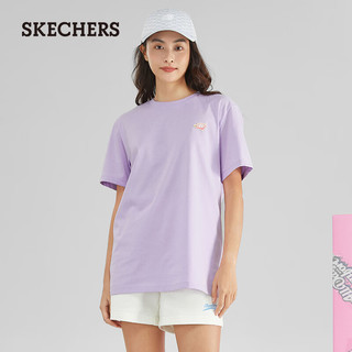 斯凯奇（Skechers）男女同款缤纷系列街头休闲舒适短袖T恤L223U041 浅雪青色/00EW S