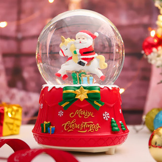 钟礼圣诞水晶球音乐盒儿童玩具女孩八音盒元旦节 大号圣诞树款【飘雪+彩灯+音乐】