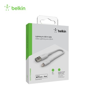 belkin 贝尔金 MFi认证Lightning充电尼龙织数据线适用于苹果iphone13 A转Lighting 0.15米白色 制款