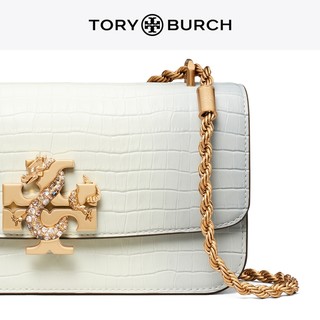 TORY BURCH 汤丽柏琦 龙年胶囊系列 女士牛皮革单肩包 154786 云雾灰/暖白色 中号