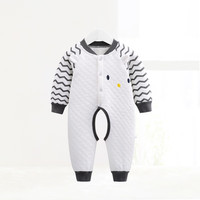 齐齐熊 cicibear婴幼儿连体衣冬装衣服男女宝宝夹丝开档保暖纯棉哈衣爬服 灰色 73cm