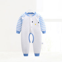齐齐熊 cicibear婴幼儿连体衣冬装衣服男女宝宝夹丝开档保暖纯棉哈衣爬服 静谧蓝 80cm