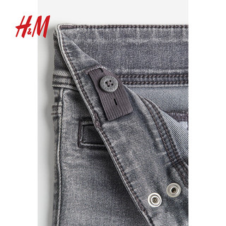 H&M童装女童高弹喇叭裤腿牛仔裤1170884 灰色 120/53