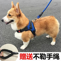 OIMG狗狗牵引绳背心式遛狗绳子泰迪法斗柯基中型犬小型犬胸背带 蓝色胸背+1.5米牵引绳 XS型号(5-10斤)