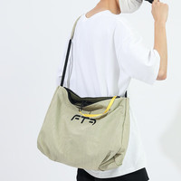 布兰奴旅行包包女短途包男潮牌个性单肩斜挎包休闲大容量 米配绿色 大包