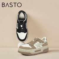 BASTO 百思图 2023春季新款商场同款撞色厚底板鞋女休闲鞋IA253AM3