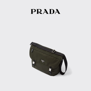 Prada/普拉达男士再生尼龙和Saffiano 皮革单肩包 黑色 苔原色