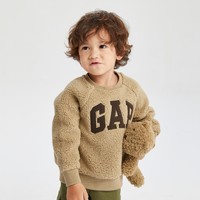 Gap 盖璞 男女幼童冬季2023LOGO仿羊羔绒卫衣儿童加厚保暖785372