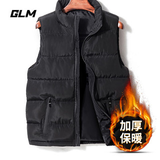 GLM 森马集团品牌冬季棉马甲立领加厚款户外保暖纯色潮搭无袖男士夹克 黑（GL纯色） L