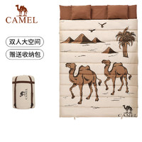 CAMEL 骆驼 户外双人睡袋成人露营帐篷大人冬季加厚防寒便携式可拼接单人