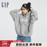 Gap女装秋季2023LOGO抓绒卫衣805282连帽衫 灰色 170/100A(L)