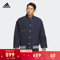 adidas 阿迪达斯 轻运动男装冬季运动保暖夹棉棉服外套IZ1602 传奇墨水蓝/白 A/L