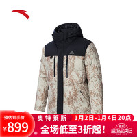 安踏（ANTA）四防羽绒服男加厚保暖抗寒多口袋工装户外休闲羽绒服男 中卡其/基础黑-3 M/男170