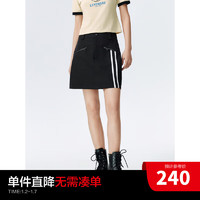 太平鸟设计感西装套装女2024春运动风休闲廓型宽松西服外套潮 黑色短裙 S