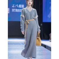 BTTKDL 春秋高端精致新中式国风超好看小香风针织毛衣连衣裙