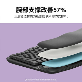 罗技（Logitech）Wave Keys人体工学键盘无线蓝牙键盘 自带掌托接收器 改善姿势舒适办公 Wave Keys商用版 无轴体 黑色