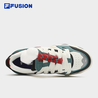 FILA FUSION斐乐潮牌男鞋专业滑板鞋2024春季圣诞休闲运动鞋 雪白/深丛绿-AF 43