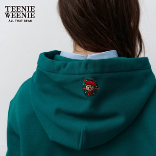 Teenie Weenie小熊秋冬多色连帽卫衣套头加绒保暖上衣时尚女装 绿色 155/XS