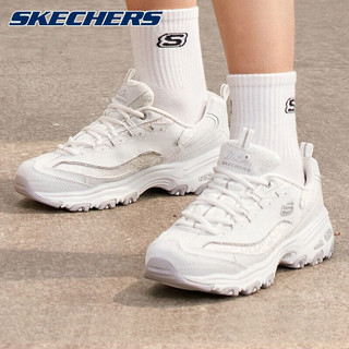 斯凯奇（Skechers）女鞋2024春季运动鞋时尚小白鞋休闲鞋复古老爹鞋厚底增高熊猫鞋 11959-WHT/纯白蕾丝 36.5