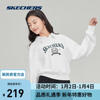 斯凯奇（Skechers）卫衣休闲运动学院风上衣P423W050 亮白色/0019 S 常规款