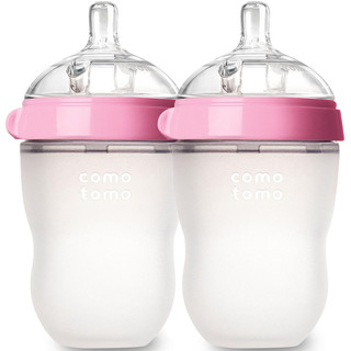 comotomo EN250TP 硅胶奶瓶 250ml 粉色 3-6月 两个装