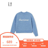 :CHOCOOLATE it KARRIMOR女装圆领毛绒针织衫2024春季时尚简约毛衣4683XFL BLL/蓝色 XS