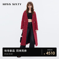 MISS SIXTY羊毛混纺呢大衣女轻奢高级气质长款大红色 大红 XS