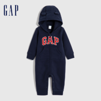 Gap婴儿秋冬2023LOGO熊耳连体衣788594儿童装一体式抓绒哈衣