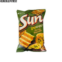 哺食旺韩国sun太阳玉米片波浪薯片膨化休闲小零食品 【1袋】蒜香面包味（绿袋） 80g